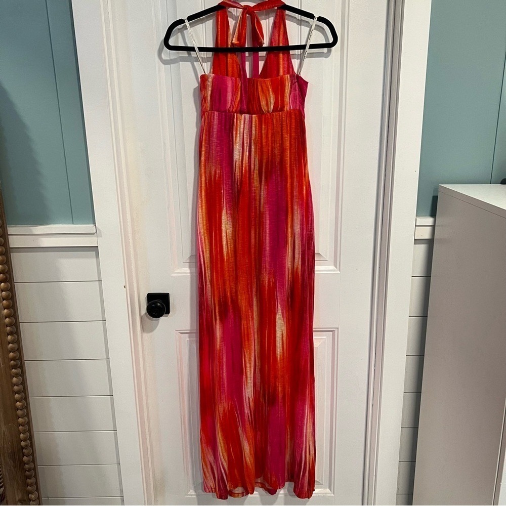 Tommy‎ Bahama Sunset Ablur Halter Pink Orange Maxi Dress. Size Small. - Picture 5 of 10